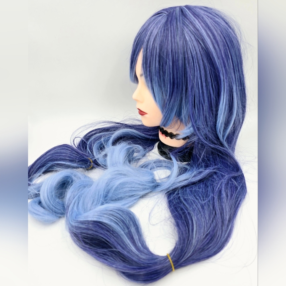 Genshin Impact Layla Cosplay Wig Blue Long Length - Picture 5 of 6